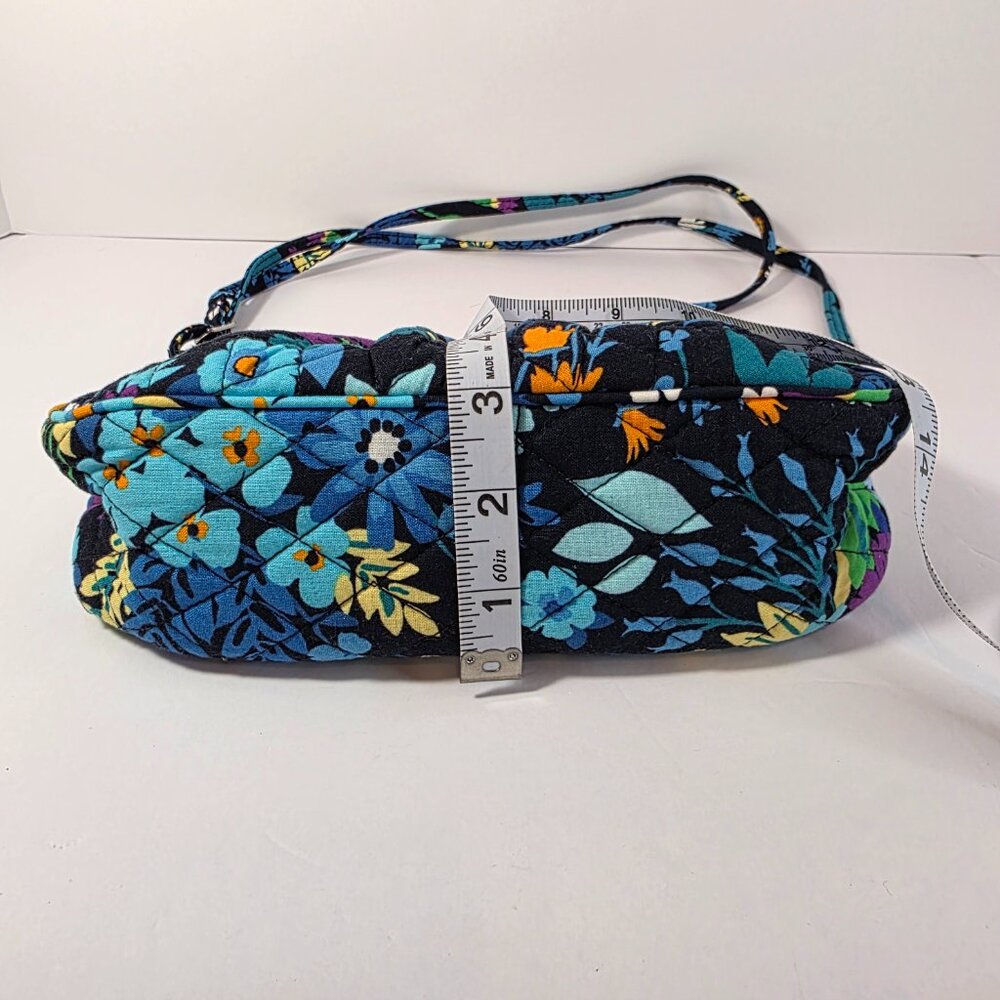 Vera Bradley Quilted Floral Mini Crossbody Bag Blue Black Travel Purse - Picture 8 of 8